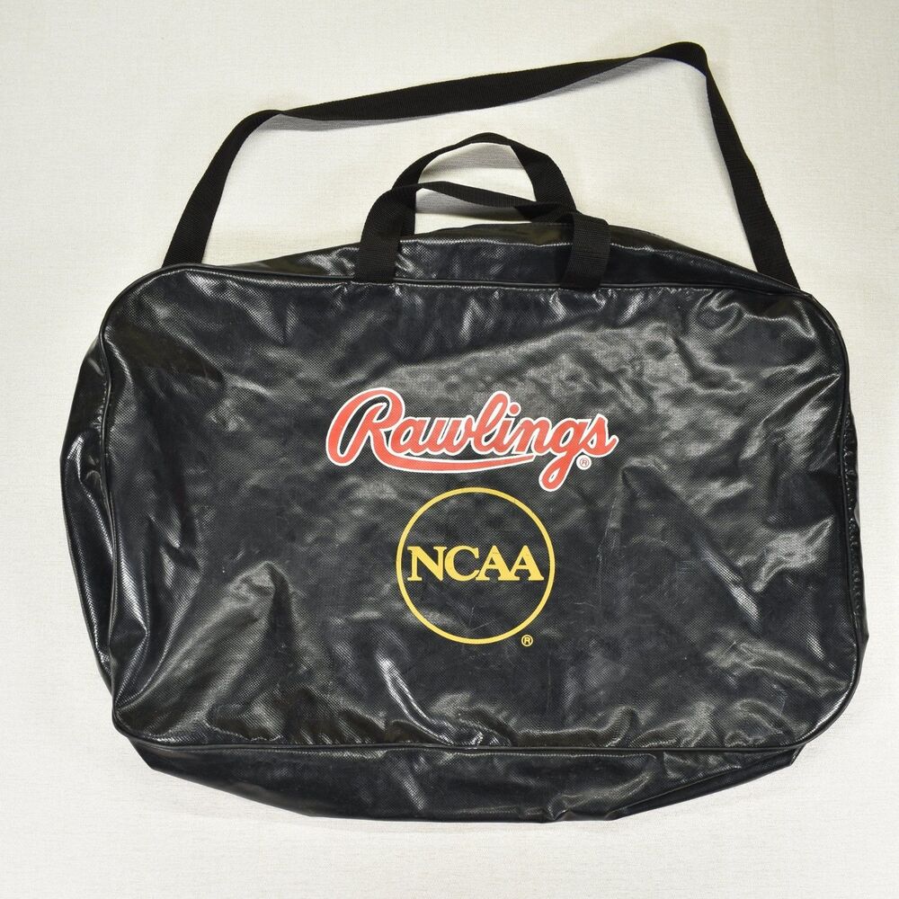 Rawlings NCAA Vintage Large Black Vinyl Faux Leather Equipment Bag Duffel Tote